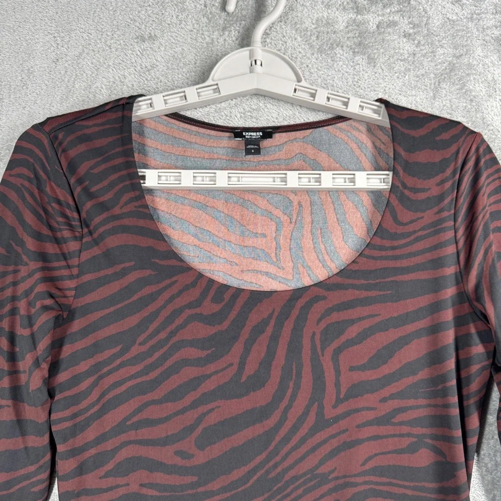 Express Body Contour Zebra Thong Bodysuit‎ Animal Print Stretch Top Layer S Club